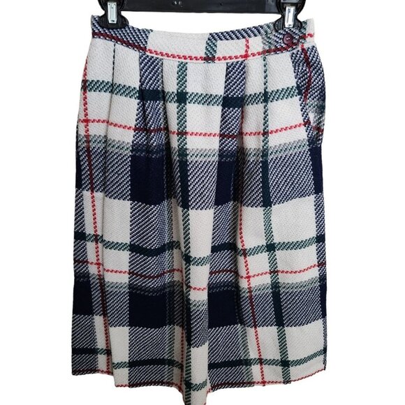 VTG Koret Career Wool Blend Pleated Plaid‎ Skirt 6P Knee Length USA Union Made - Picture 1 of 12